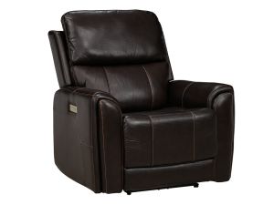 Rainier Walnut Leather Power Recliner w/Power Headrest & Lumbar