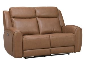 Relax Ave Impression Caramel Leather Dual Power Reclining Loveseat