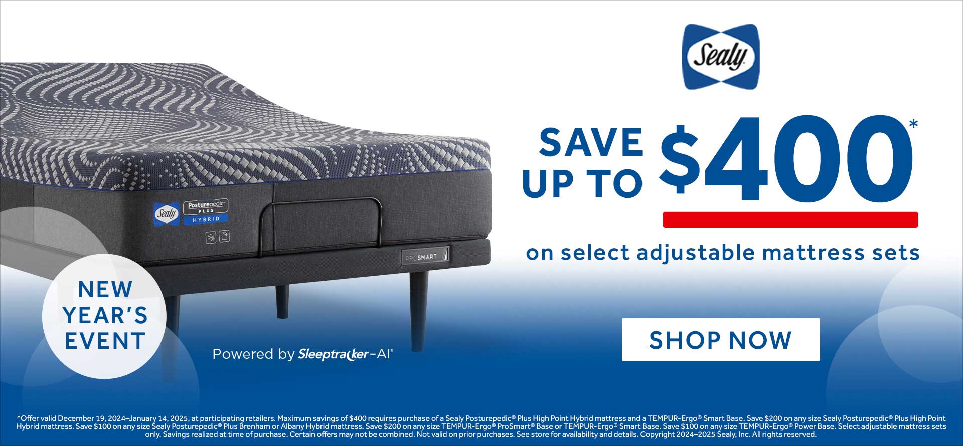 Save up to $400 on Sealy Hybrid Adjustable Mattress Sets at Woodstock Furniture & Mattress Outlet