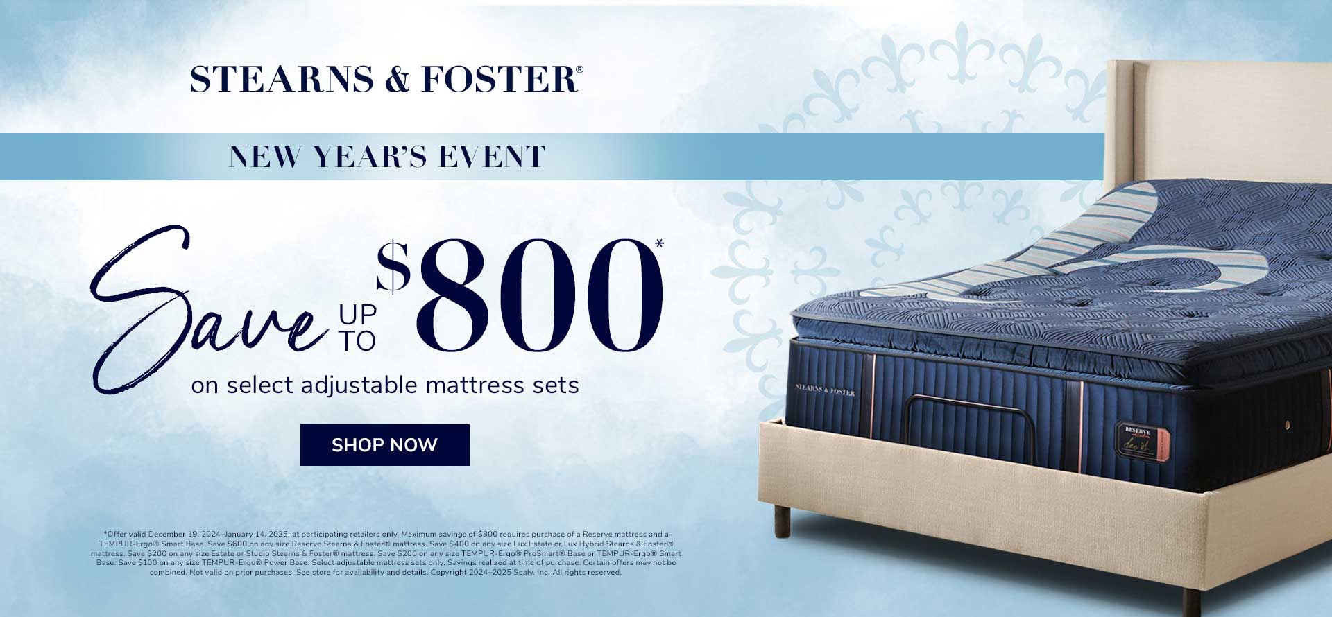 Save up to $800 on Stearns & Foster Adjustable Mattress Sets at Woodstock Furniture & Mattress Outlet